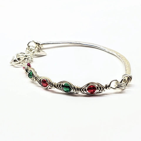 2025 Limited Edition Wire Woven Sterling Silver Red and Green Crystal Wreath Christmas Bundle Alexa Martha Designs  Jewelry Set