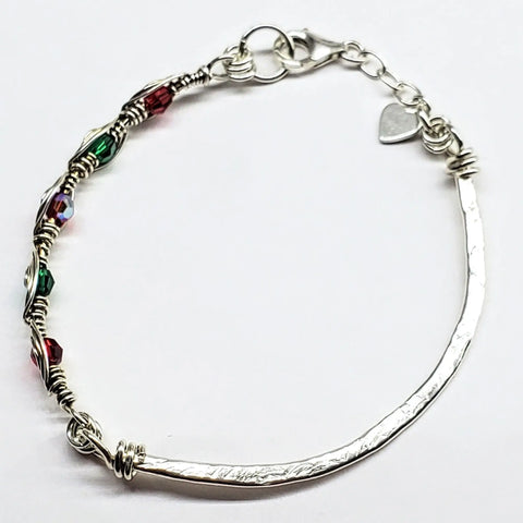 2025 Limited Edition Wire Woven Sterling Silver Red and Green Crystal Wreath Christmas Bundle Alexa Martha Designs  Jewelry Set