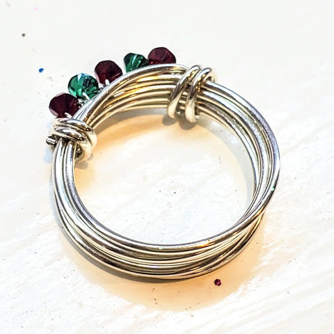 2025 Limited Edition Wire Woven Sterling Silver Red and Green Crystal Wreath Christmas Bundle Alexa Martha Designs  Jewelry Set