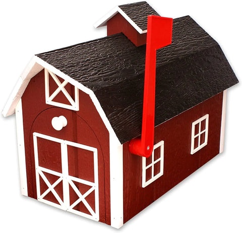 22 Inch Amish Craft Dutch Barn Style Wooden Mailbox – Rustic Post-Mount Outdoor Decor | Made in USA Amish Toy Box  Tools & Home Improvement