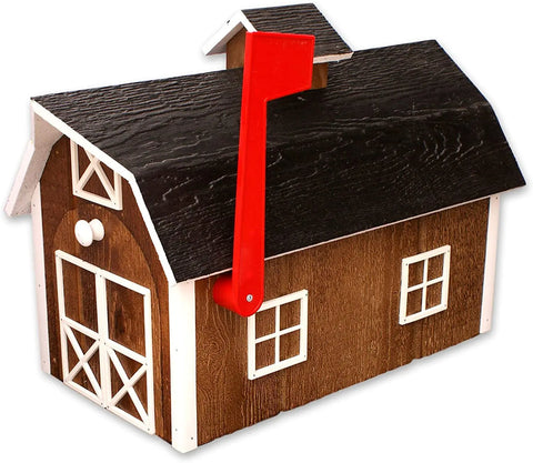 22 Inch Amish Craft Dutch Barn Style Wooden Mailbox – Rustic Post-Mount Outdoor Decor | Made in USA Amish Toy Box  Tools & Home Improvement