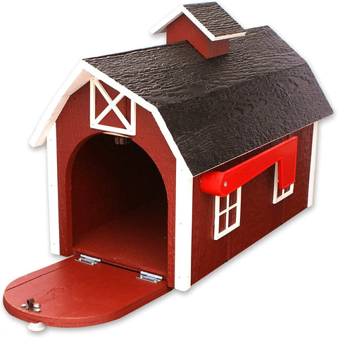 22 Inch Amish Craft Dutch Barn Style Wooden Mailbox – Rustic Post-Mount Outdoor Decor | Made in USA Amish Toy Box  Tools & Home Improvement