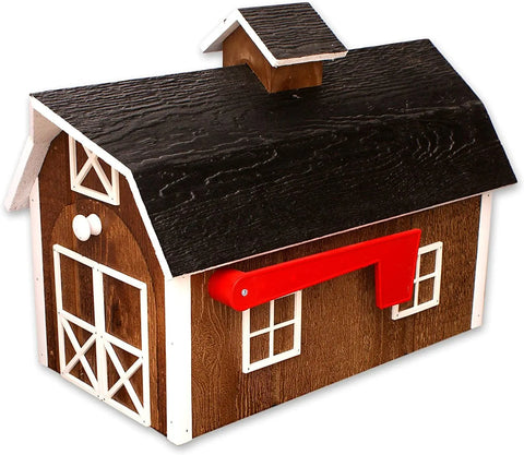 22 Inch Amish Craft Dutch Barn Style Wooden Mailbox – Rustic Post-Mount Outdoor Decor | Made in USA Amish Toy Box  Tools & Home Improvement