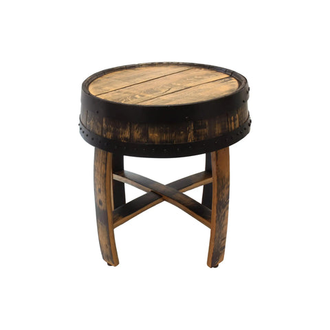 22 Inch Rustic Barrel End Table – Handcrafted Reclaimed Whiskey Barrel Wood | Made in USA Amish Toy Box  End Table