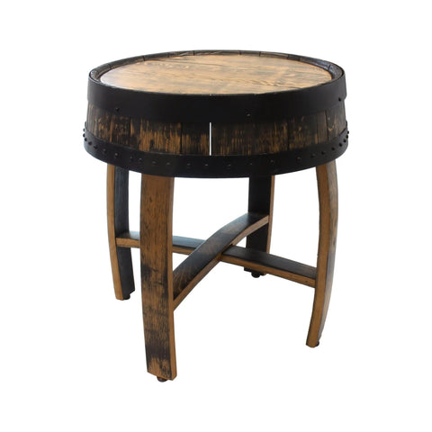 22 Inch Rustic Barrel End Table – Handcrafted Reclaimed Whiskey Barrel Wood | Made in USA Amish Toy Box  End Table