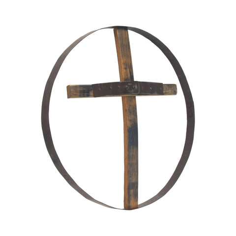 23 Inch Rustic Reclaimed Whiskey Barrel Cross Wall Art – Handmade Religious Decor | Amish Crafted in USA Amish Toy Box  Wall Art