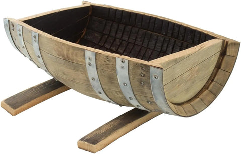 23 Inch Rustic Whiskey Barrel Flower Planter – Reclaimed White Oak Wood | Amish-Made in USA Amish Toy Box  Flower Planter