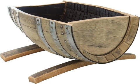 23 Inch Rustic Whiskey Barrel Flower Planter – Reclaimed White Oak Wood | Amish-Made in USA Amish Toy Box  Flower Planter