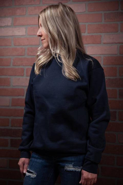 Navy Crewneck Sweatshirt – Classic Cotton Blend – Unisex | Made in USA Proudly USA  Fleece