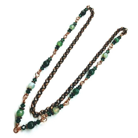 24 Inch Emerald Agate Striped Gemstone Wire Wrapped Necklace – Handmade in Montana Alexa Martha Designs  Necklace