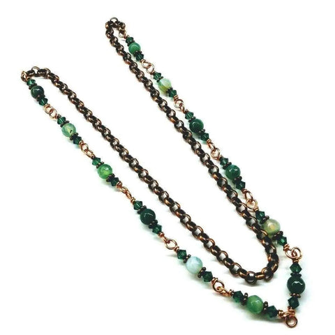 24 Inch Emerald Agate Striped Gemstone Wire Wrapped Necklace – Handmade in Montana Alexa Martha Designs  Necklace