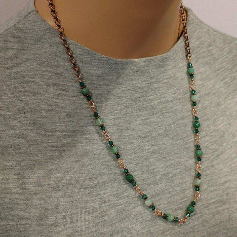 24 Inch Emerald Agate Striped Gemstone Wire Wrapped Necklace – Handmade in Montana Alexa Martha Designs  Necklace