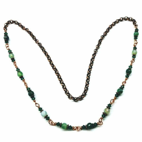 24 Inch Emerald Agate Striped Gemstone Wire Wrapped Necklace – Handmade in Montana Alexa Martha Designs  Necklace