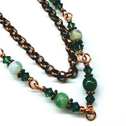 24 Inch Emerald Agate Striped Gemstone Wire Wrapped Necklace – Handmade in Montana Alexa Martha Designs  Necklace