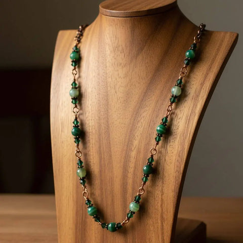 24 Inch Emerald Agate Striped Gemstone Wire Wrapped Necklace – Handmade in Montana Alexa Martha Designs  Necklace