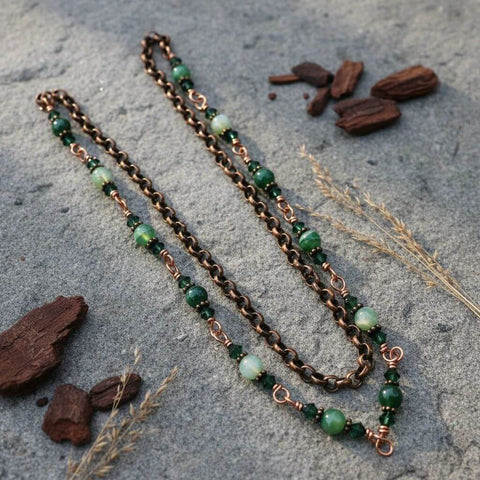 24 Inch Emerald Agate Striped Gemstone Wire Wrapped Necklace – Handmade in Montana Alexa Martha Designs  Necklace
