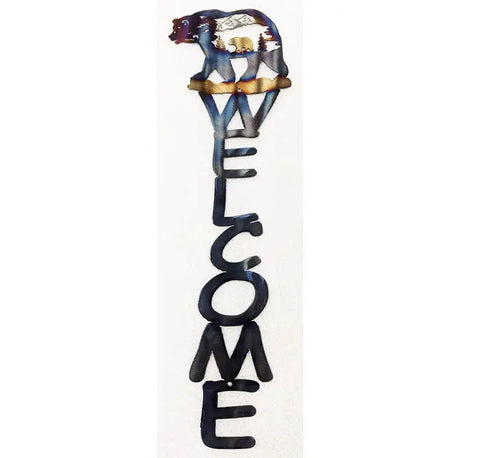 24 Inch Rustic Bear Welcome Sign – Handcrafted Metal Wall Decor | Made in USA Knights Home Decor  item