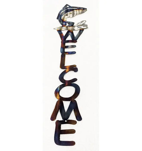 24 Inch Steelhead Fish Welcome Sign – Handcrafted Metal Wall Decor | Made in USA Knights Home Decor  item