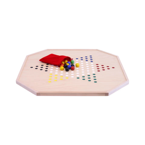 25 Inch Amish Crafted Aggravation and Chinese Checkers Combo Game Board Set – Maple Wood with Large Marbles | Made in USA Amish Toy Box  Toy
