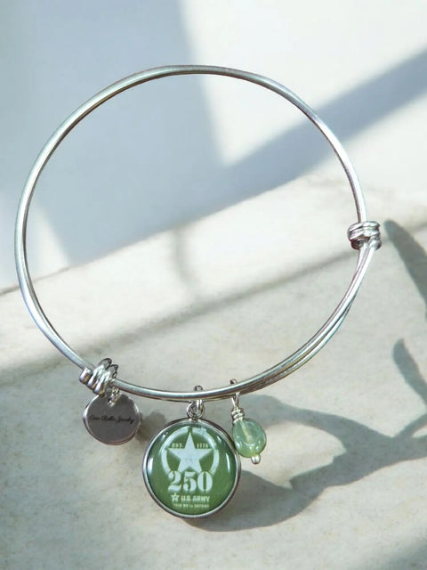 250th Anniversary Military Bangle Bracelet – Stainless Steel Charm Adjustable Wristband | Made in USA Michelle Marie Boutique  Bracelet