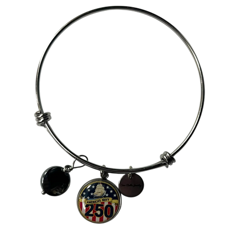 250th Anniversary Military Bangle Bracelet – Stainless Steel Charm Adjustable Wristband | Made in USA Michelle Marie Boutique  Bracelet