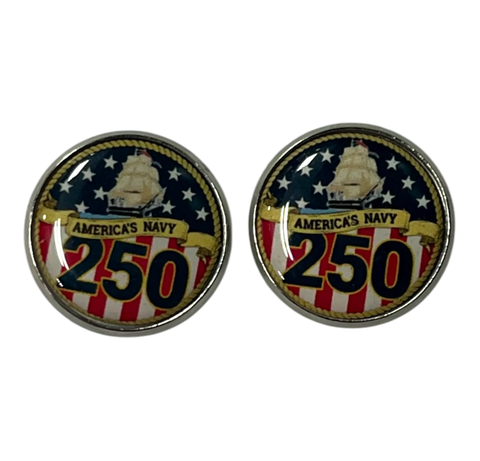 250th Anniversary Military Cufflinks Stainless Steel 0.75 Inch Logo – Officially Licensed USA Made Gift Michelle Marie Boutique  cufflinks