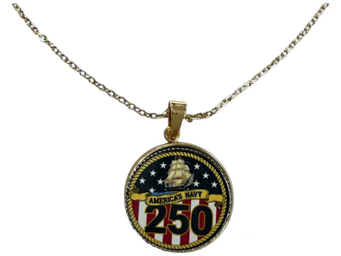 250th Anniversary Military Pendant Necklace – Silver Or Gold Plated Stainless Steel – Handmade USA | Unisex Adjustable Chain Gift Michelle Marie Boutique  Necklace
