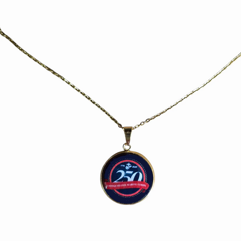 250th Anniversary Military Pendant Necklace – Silver Or Gold Plated Stainless Steel – Handmade USA | Unisex Adjustable Chain Gift Michelle Marie Boutique  Necklace