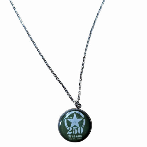 250th Anniversary Military Pendant Necklace – Silver Or Gold Plated Stainless Steel – Handmade USA | Unisex Adjustable Chain Gift Michelle Marie Boutique  Necklace