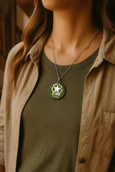 250th Anniversary Military Pendant Necklace – Silver Or Gold Plated Stainless Steel – Handmade USA | Unisex Adjustable Chain Gift Michelle Marie Boutique  Necklace