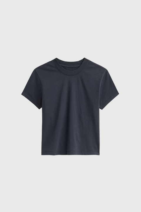 Vintage-Inspired Petite Cropped T-Shirt – Close Fit Daily Essential | Made in USA EcoCycle Cotton US Standard Apparel  SS SIDE SEAM TEE