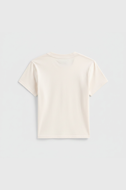 Vintage-Inspired Petite Cropped T-Shirt – Close Fit Daily Essential | Made in USA EcoCycle Cotton US Standard Apparel  SS SIDE SEAM TEE