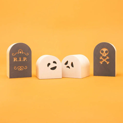 26-Piece Halloween Wooden Building Blocks Set – Groovy Ghoulie Design | Sustainable Midwestern Basswood | Made in USA Uncle Goose  Decor