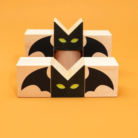 26-Piece Halloween Wooden Building Blocks Set – Groovy Ghoulie Design | Sustainable Midwestern Basswood | Made in USA Uncle Goose  Decor