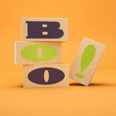 26-Piece Halloween Wooden Building Blocks Set – Groovy Ghoulie Design | Sustainable Midwestern Basswood | Made in USA Uncle Goose  Decor
