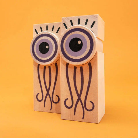 26-Piece Halloween Wooden Building Blocks Set – Groovy Ghoulie Design | Sustainable Midwestern Basswood | Made in USA Uncle Goose  Decor