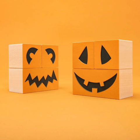 26-Piece Halloween Wooden Building Blocks Set – Groovy Ghoulie Design | Sustainable Midwestern Basswood | Made in USA Uncle Goose  Decor
