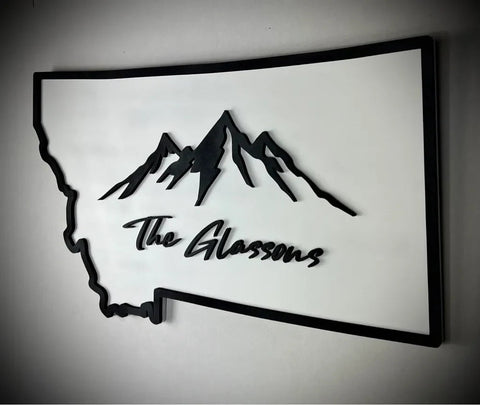 Personalized Montana State Wall Sign – 24 Inch Floating Outline | Custom Home Decor | Made in USA B. James Design & Woodwork 