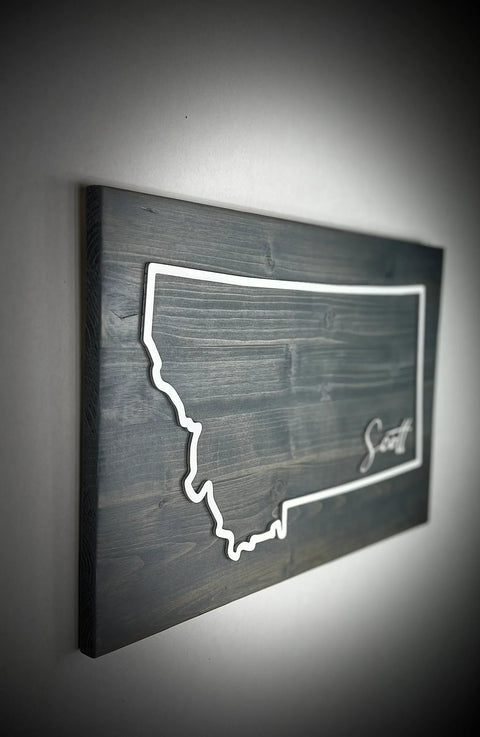 Custom Montana State Wall Sign – 24x16 Inch Personalized Wooden Decor | Made in USA B. James Design & Woodwork 