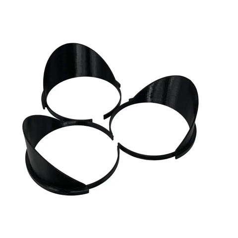 Chatelet Manufacturing 3-Pack Gallon Paint Pourer fits gallon paint cans, prevents spills, and comes in a value pack. Made in the USA. Three black plastic pourers are shown in a triangular arrangement on a white background.