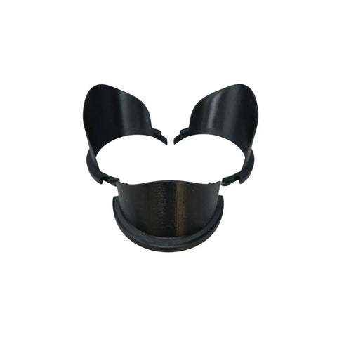 The Chatelet Manufacturing 3-Pack Quart Paint Pourer fits quart-sized cans and prevents spills; this black, curved plastic spout features upward-facing flaps, a rounded bottom, and comes in a value pack.