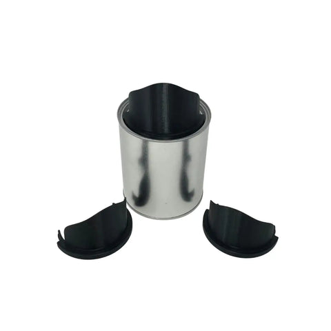 A Chatelet Manufacturing 3 Pack Quart Paint Can Pourer, made in the USA, is shown: one pourer inside a quart paint can and two identical pourers in front of it, all on a white background.