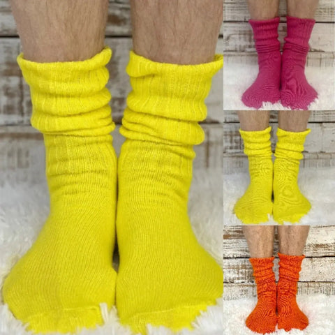 3 Pack RETRO Cotton Crew Socks 10-12 - Fuchsia, Orange, Yellow | Made in USA Catherine Cole Studio  socks