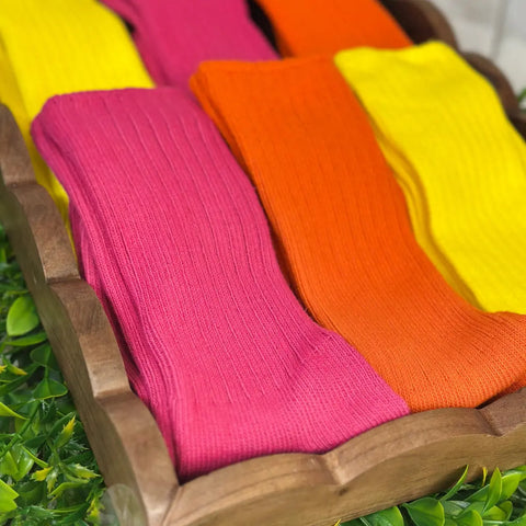 3 Pack RETRO Cotton Crew Socks 10-12 - Fuchsia, Orange, Yellow | Made in USA Catherine Cole Studio  socks