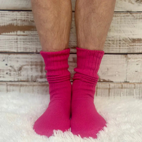 3 Pack RETRO Cotton Crew Socks 10-12 - Fuchsia, Orange, Yellow | Made in USA Catherine Cole Studio  socks