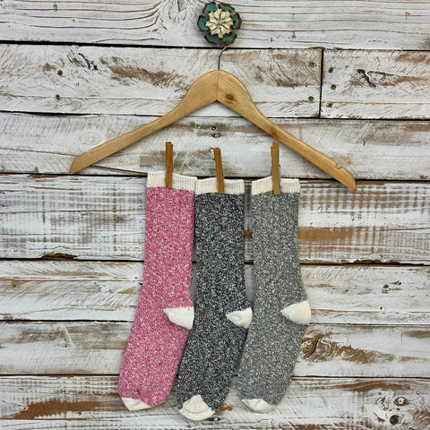 3 Pair Bundle – Recycled Cotton Marled Yarn Crew Socks 8 Inch – Soft Durable Blend | Made in USA Catherine Cole  socks