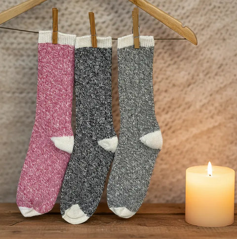 3 Pair Bundle – Recycled Cotton Marled Yarn Crew Socks 8 Inch – Soft Durable Blend | Made in USA Catherine Cole  socks