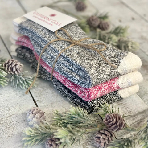 3 Pair Bundle – Recycled Cotton Marled Yarn Crew Socks 8 Inch – Soft Durable Blend | Made in USA Catherine Cole  socks