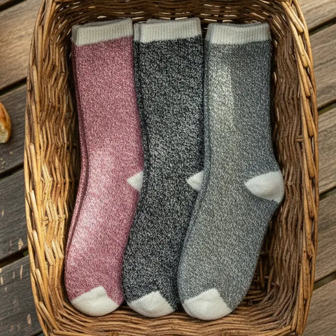 3 Pair Bundle – Recycled Cotton Marled Yarn Crew Socks 8 Inch – Soft Durable Blend | Made in USA Catherine Cole  socks