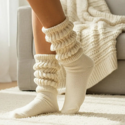 3 Pairs Premium Slouch Socks Bundle – Black White Natural | Made in USA Catherine Cole  socks